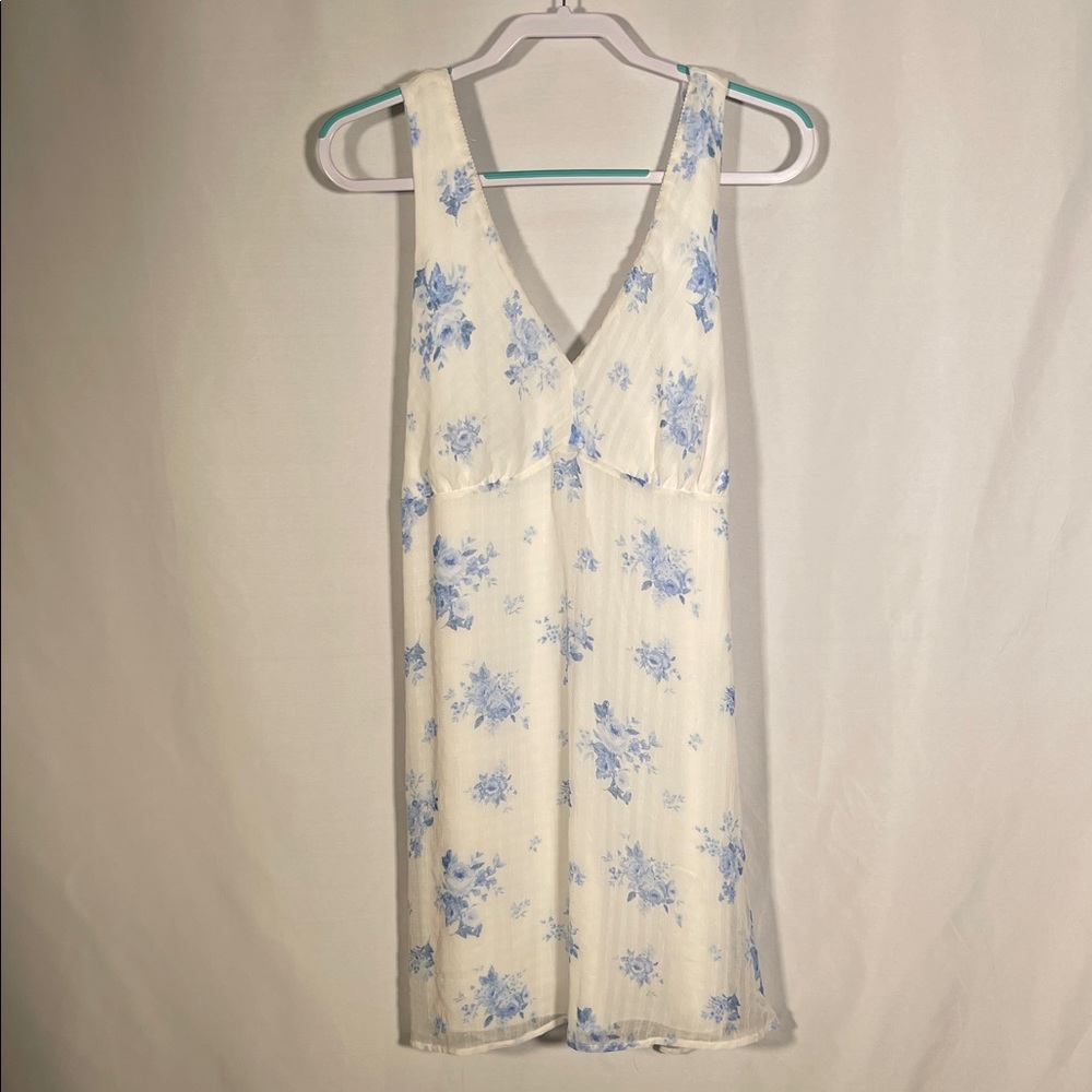 ARULA ALTARD STATE WOMENS BLUE WHITE FLORAL MINI DRESS 0X